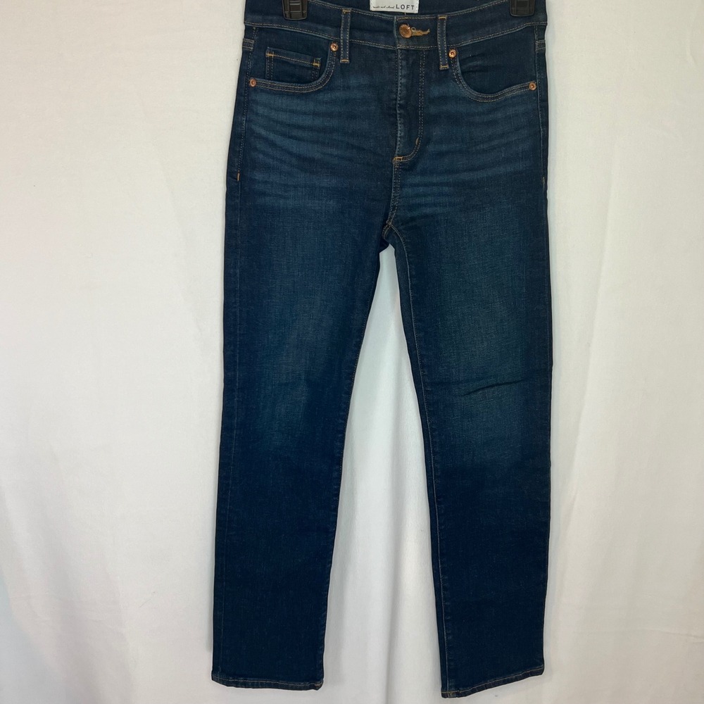 Loft The Slim Jeans Dark Indigo High Rise Slim Leg Denim Size 24 00